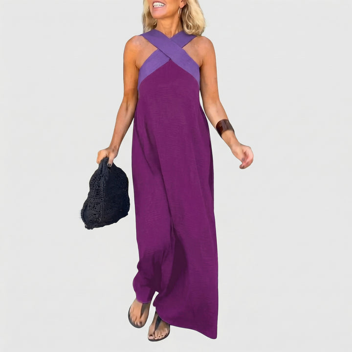 Clementine | Azure Breeze Cross-Neck Maxi