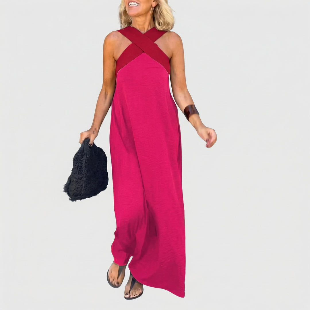Clementine | Azure Breeze Cross-Neck Maxi