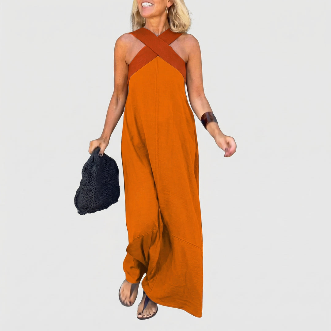 Clementine | Azure Breeze Cross-Neck Maxi