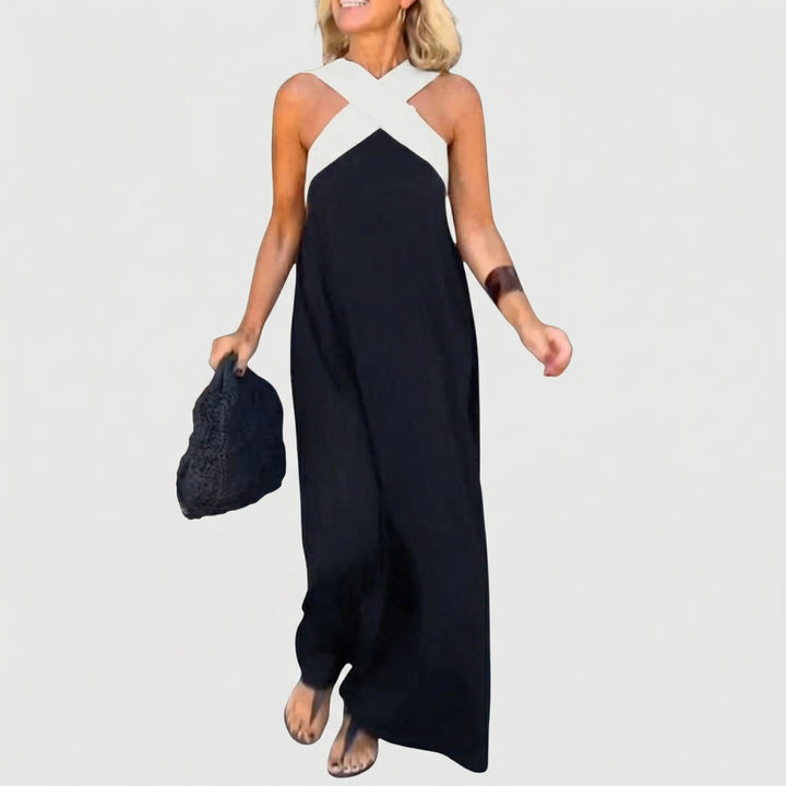 Clementine | Azure Breeze Cross-Neck Maxi