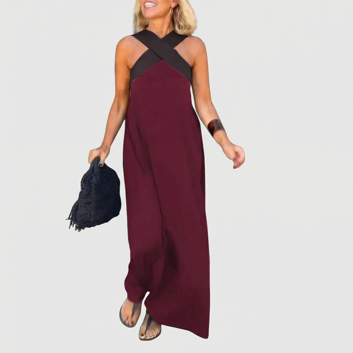Clementine | Azure Breeze Cross-Neck Maxi
