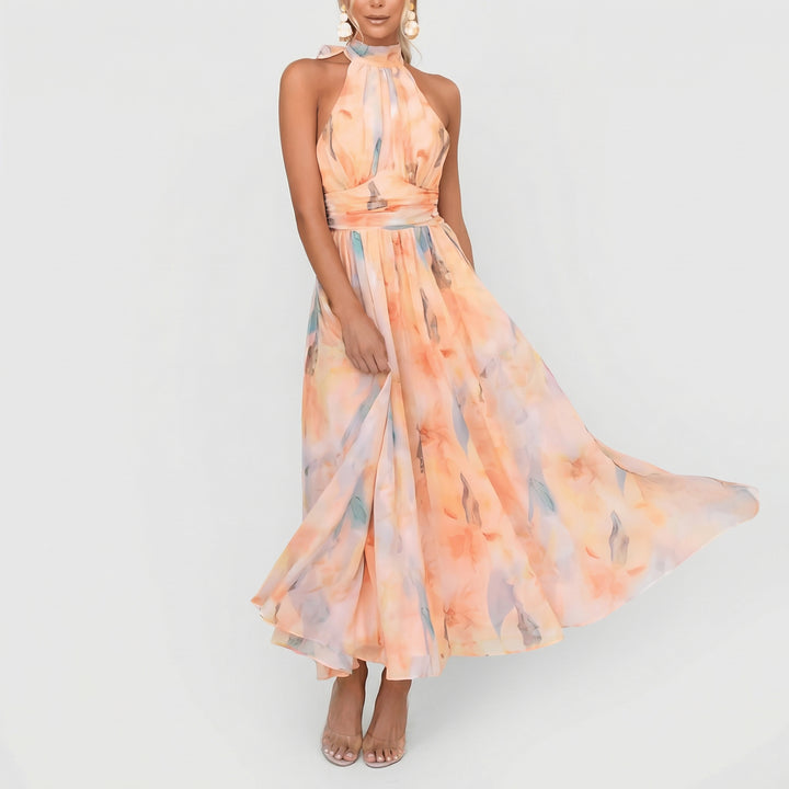 Poppy | Halterneck Watercolour Maxi