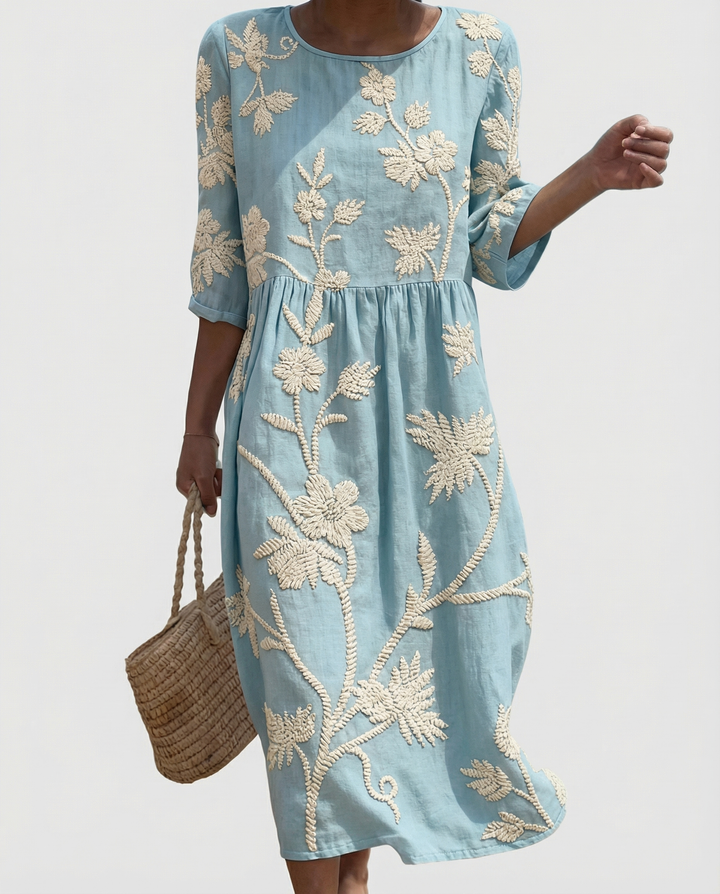 Fable | Embroidered Vintage Midi Dress