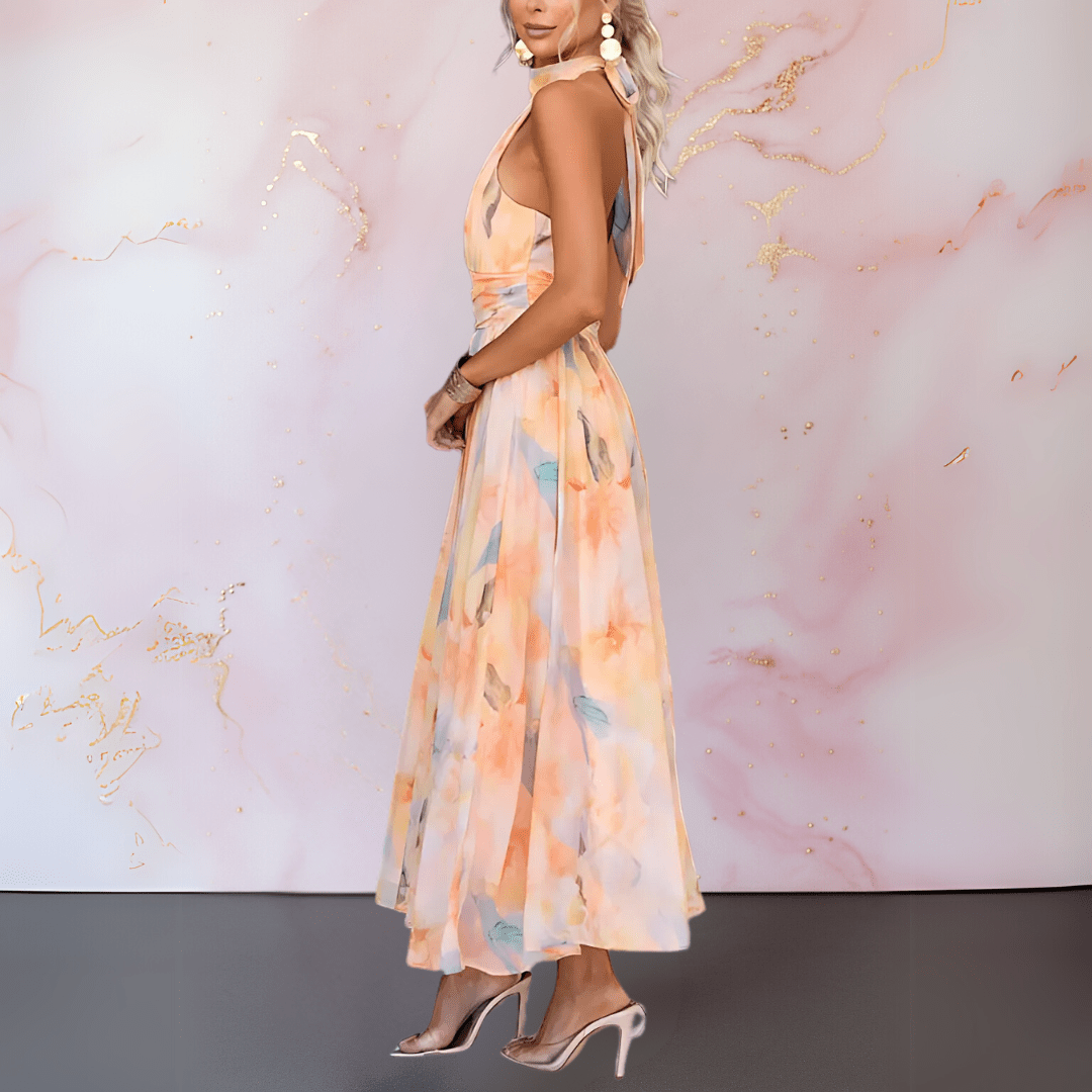 Poppy | Halterneck Watercolour Maxi