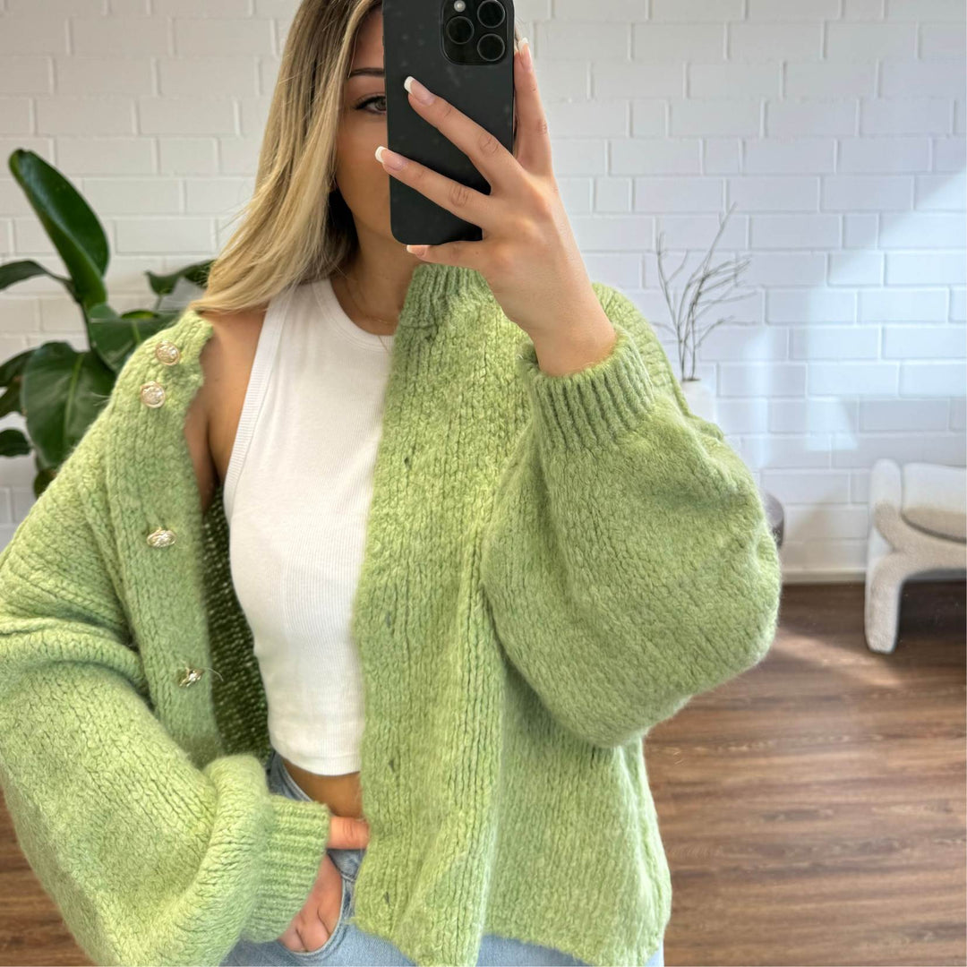 Elara | Oversized Gold-Accent Cardigan
