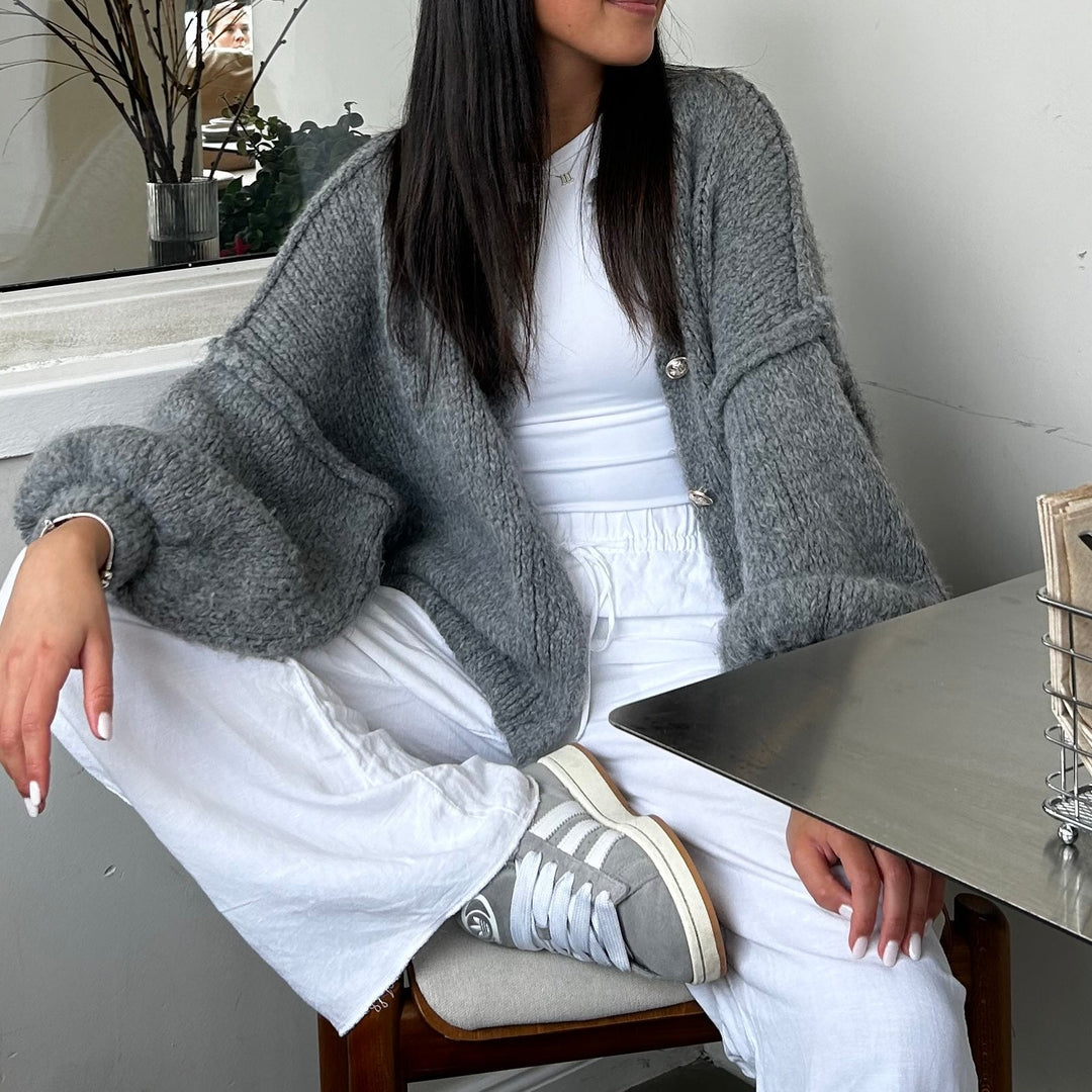 Elara | Oversized Gold-Accent Cardigan