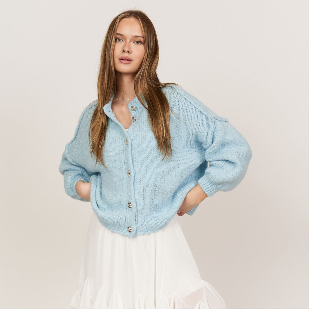 Elara | Oversized Gold-Accent Cardigan