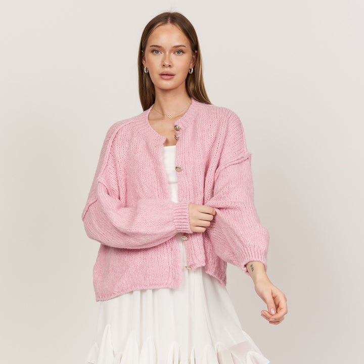 Elara | Oversized Gold-Accent Cardigan