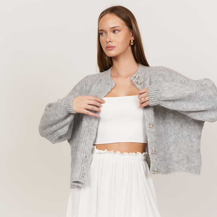 Elara | Oversized Gold-Accent Cardigan