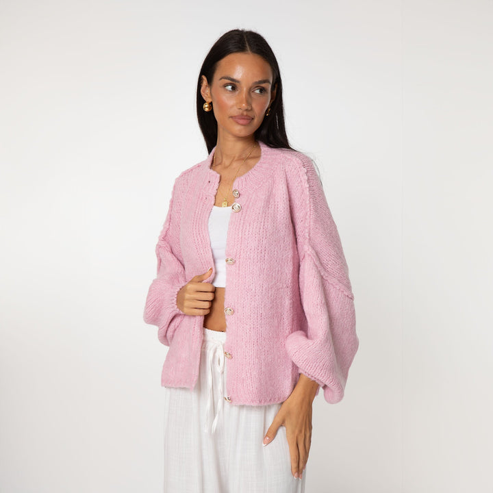 Elara | Oversized Gold-Accent Cardigan