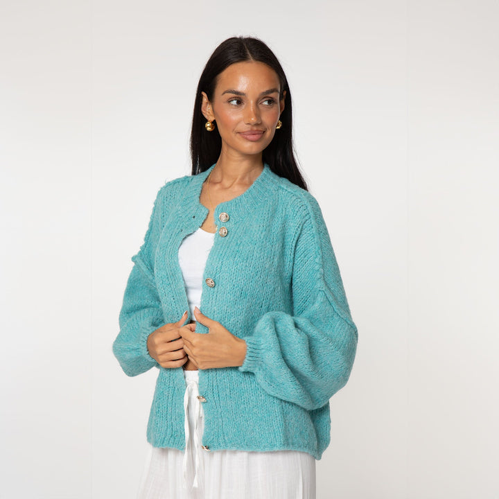 Elara | Oversized Gold-Accent Cardigan