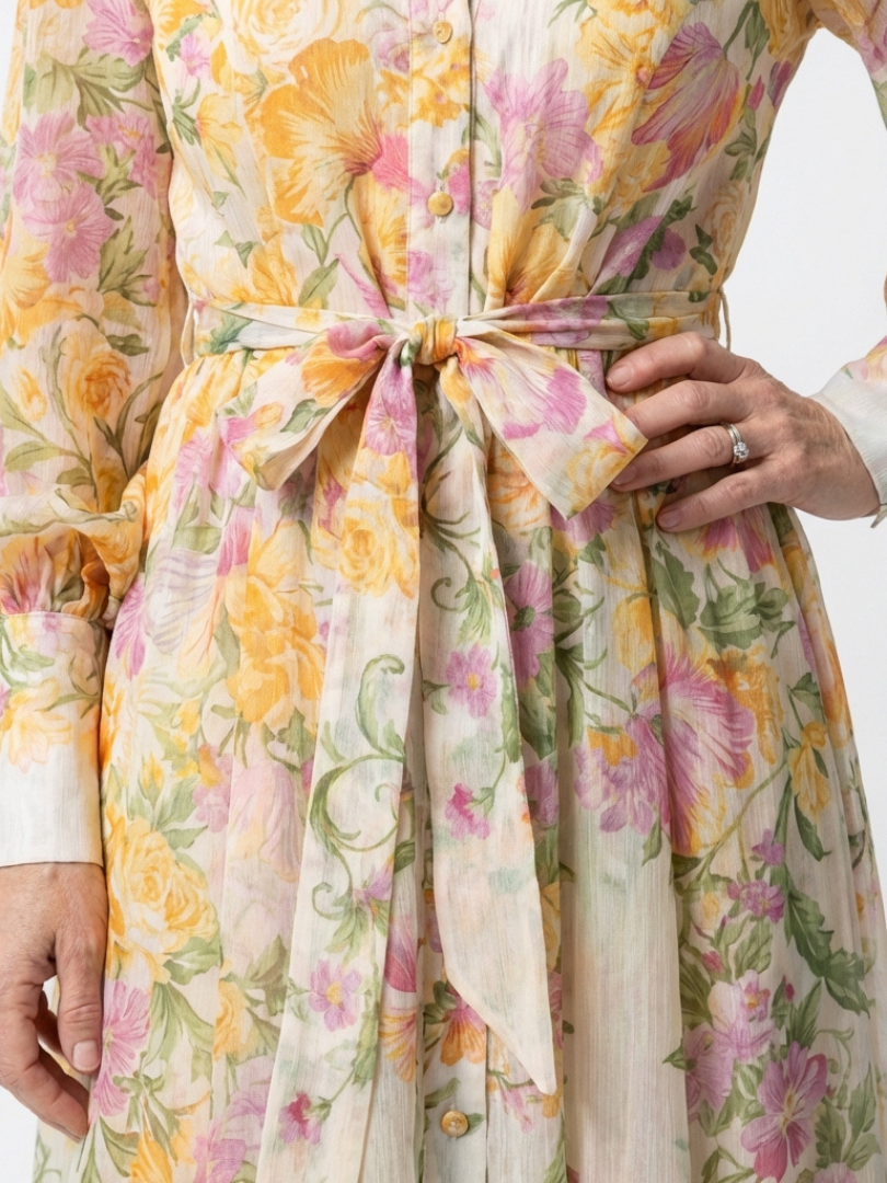 Clarida | Floral Sheer Long Sleeve Maxi Dress