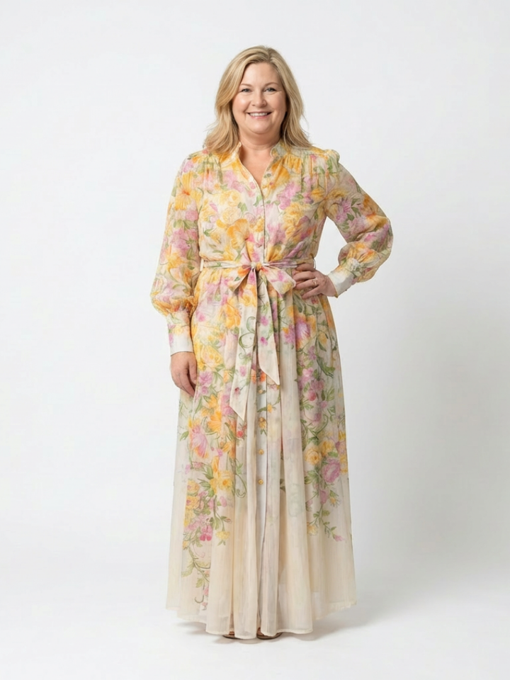 Clarida | Floral Sheer Long Sleeve Maxi Dress