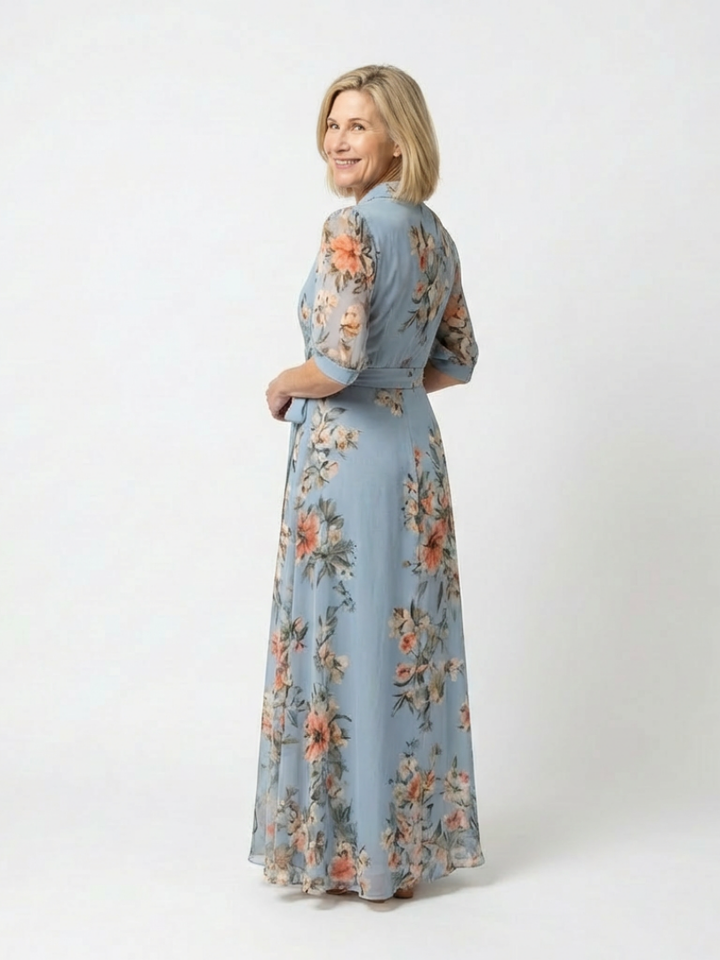 Alowen | Floral Wrap V Neck Maxi Dress
