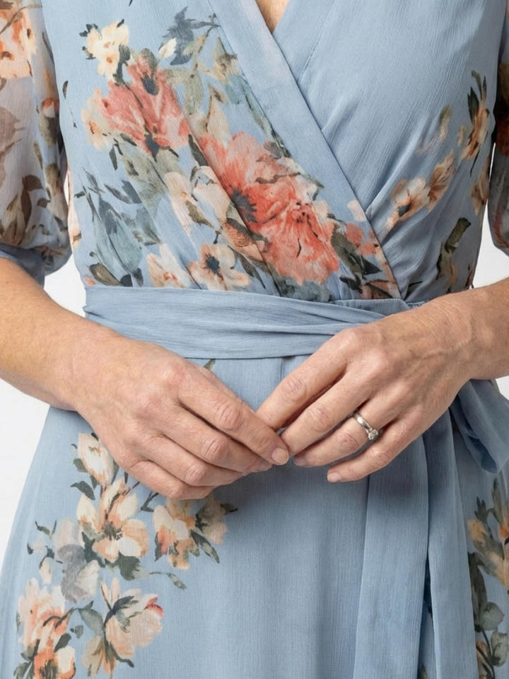 Alowen | Floral Wrap V Neck Maxi Dress