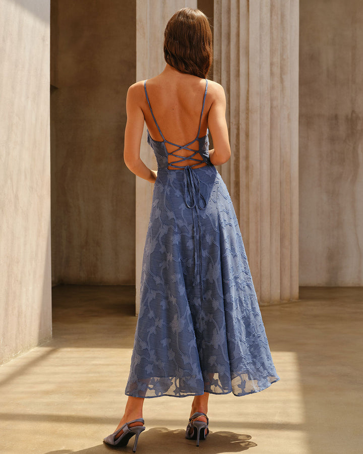 Felicity | Textured Jacquard Open-Back Maxi Dress