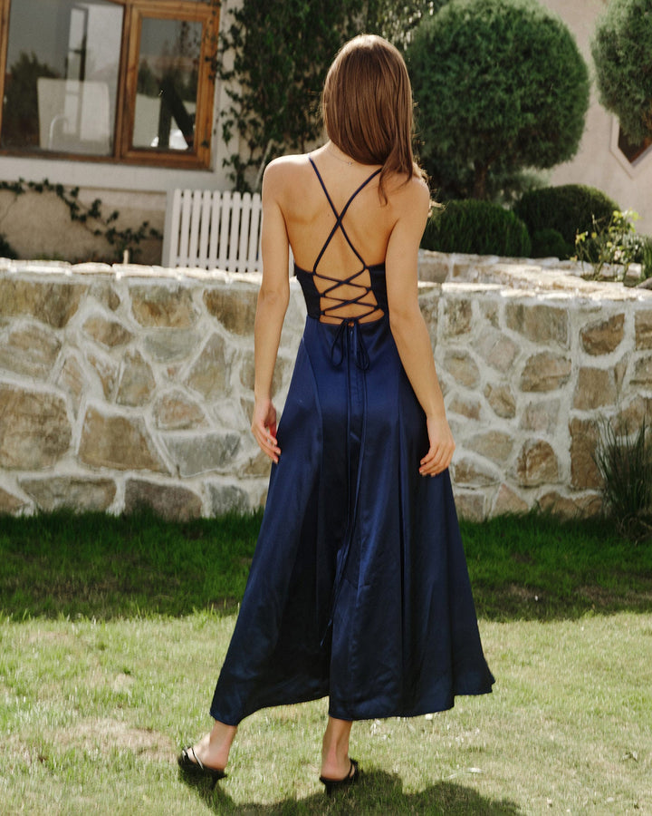 Felicity | Textured Jacquard Open-Back Maxi Dress