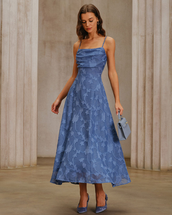 Felicity | Textured Jacquard Open-Back Maxi Dress