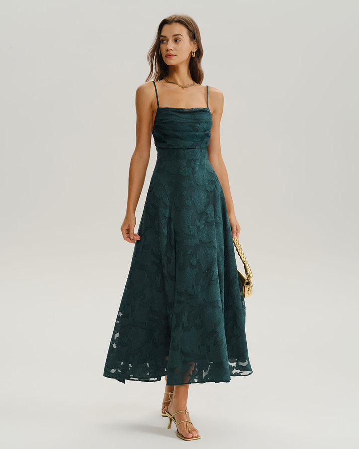 Felicity | Textured Jacquard Open-Back Maxi Dress
