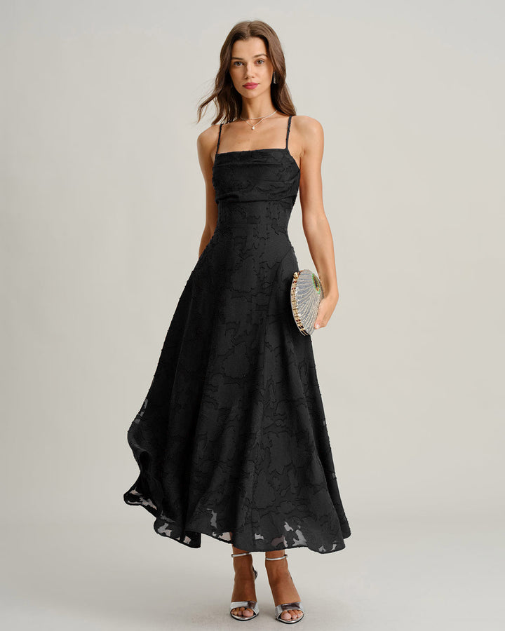 Felicity | Textured Jacquard Open-Back Maxi Dress