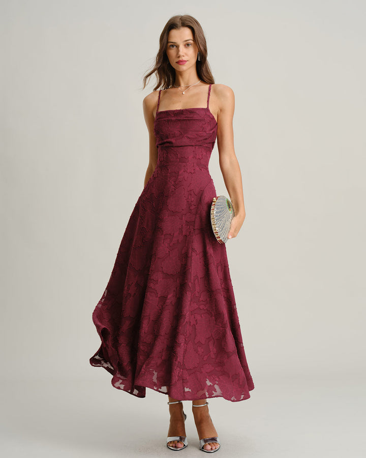 Felicity | Textured Jacquard Open-Back Maxi Dress